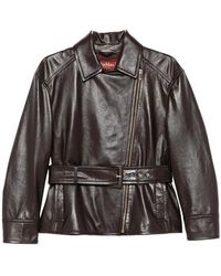 Max Mara - Giusto Belted Leather Jacket - Lyst