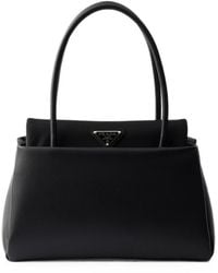 Prada - Passage Small Leather Bag With Re-Nylon Flap - Lyst