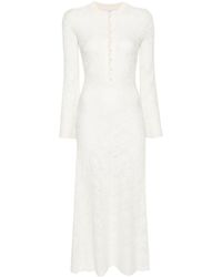 Chloé - White Pointelle Knit Midi Dress - Women's - Wool/silk - Lyst
