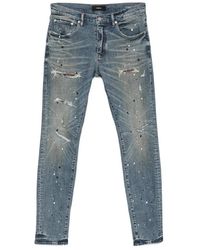 Purple Brand - Distressed Paint-Splatter Skinny Jeans - Lyst