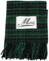 Marni - Check-Pattern Fringed Scarf - Lyst