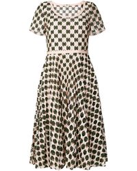 Fendi Geometric Print Flared Dress - Green