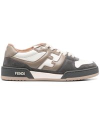 Fendi - Match Panelled Suede Low-Top Sneakers - Lyst