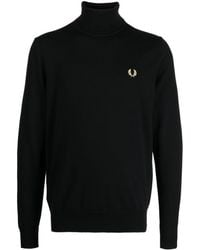 Fred Perry - Logo-embroidered Roll-neck Jumper - Lyst
