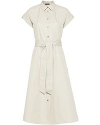 Kiton - Belted Waist Cotton Midi Dress - Lyst