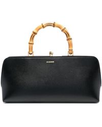 Jil Sander - Leather Bag With Small Bamboo Handle - Lyst