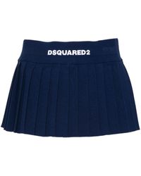 DSquared² - Logo-Embroidered Pleated Mini Skirt - Lyst