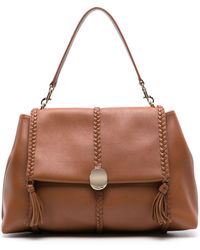 Chloé - Black Penelope Leather Tote Bag - Women's - Bullhide Leather/linen/flax - Lyst