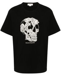 Alexander McQueen - Skull-Embroidered Cotton T-Shirt - Lyst