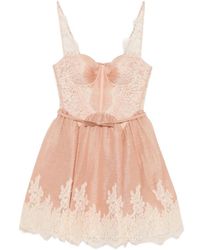 Zimmermann - Lace-Trim Panelled Mini Dress - Lyst