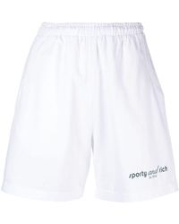 Sporty & Rich - Logo-Print Cotton Track Shorts - Lyst