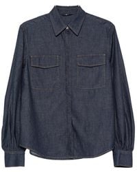 7 For All Mankind - Balloon-Sleeve Denim Shirt - Lyst