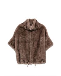 VALENTINI 1972 - Faux-Fur Funnel-Neck Coat - Lyst