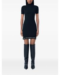 T By Alexander Wang - Ribbed Midi Dress, With Zip Detail - Lyst