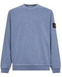 Stone Island - 6100034 Malfilé Fleece Old-Effect Regular-Fit Crewneck Sweatshirt - Lyst