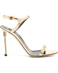 Elisabetta Franchi - 100Mm Metallic Leather Sandals - Lyst