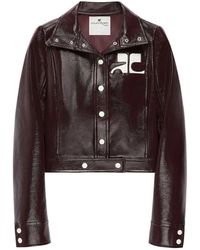 Courreges - Vinyl-Effect Logo-Plaque Cropped Jacket - Lyst
