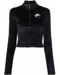 Nike All-over Embossed Logo Long-sleeve Top - Black