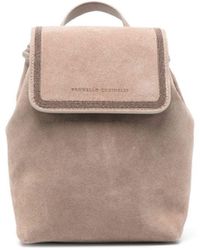 Brunello Cucinelli - Beaded Suede Backpack - Lyst