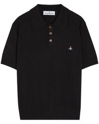 Vivienne Westwood - Embroidered-Motif Ribbed-Trim Polo Shirt - Lyst