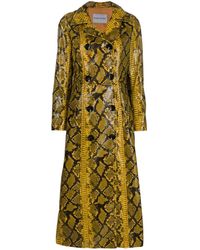 Stand Studio Snake Print Double-breasted Coat - Yellow