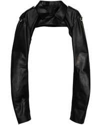 Rick Owens - Biker-Sleeves Cropped Leather Jacket - Lyst