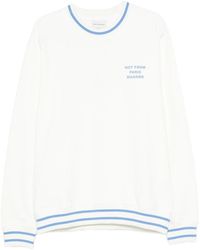 Drole de Monsieur - Slogan-Print Striped-Trim Sweatshirt - Lyst