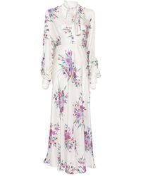 Raquel Diniz - Valerie Floral-Print Tie-Neck Maxi Dress - Lyst