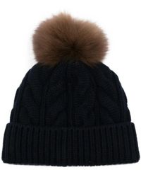 Moncler - Cable-Knit Pompom Beanie Hat - Lyst