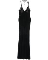 Elisabetta Franchi - Sheer-Panelled Pleated Maxi Dress - Lyst