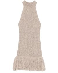 ELY ELY - Fringe-Trim Ribbed-Knit Mini Dress - Lyst
