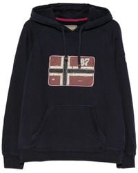 Napapijri - B-Archive Logo-Patch Drawstring Hoodie - Lyst