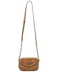 Saint Laurent - Quilted-Suede Crossbody Bag - Lyst