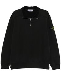 Stone Island - Quarter-Zip Cotton Sweatshirt (Trims: Sweater - Lyst