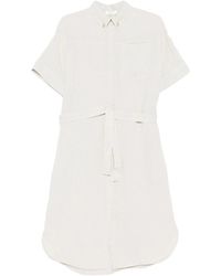 Panicale - Belted Shirt Midi Dress - Lyst