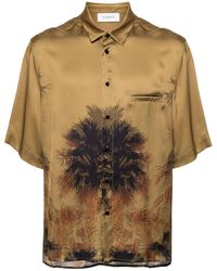 Laneus - Palm Tree-Print Satin Shirt - Lyst