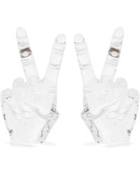 Y. Project - Peace Hand-shaped Transparent Earrings - Lyst