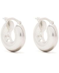 Womens Earrings and ear cuffs Jil Sander Earrings and ear cuffs Jil Sander Crystal-embellished Hoop Earrings in Silver White 