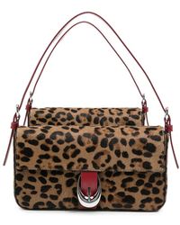 STAUD - Leopard-Pattern Leather Shoulder Bag - Lyst