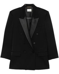 Saint Laurent - Double-Breasted Peak-Lapels Blazer - Lyst