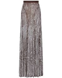 Rabanne - Long Fluid Skirt With Embroidery Details - Lyst