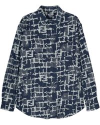 Fendi - Ff-Pattern Denim Shirt Jacket - Lyst