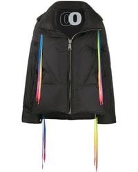 Khrisjoy Rainbow Drawstrings Puffer Jacket - Black