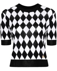 Balmain - Diamond-Pattern Knitted T-Shirt - Lyst