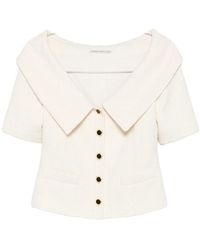 Alessandra Rich - Off-Shoulder Button-Up Jacket - Lyst
