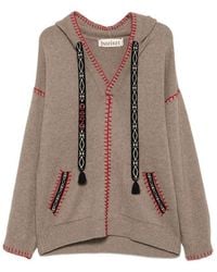 BAZISZT - Kafti Embroidered-Stitch Drawstring Hoodie - Lyst