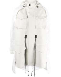 Sacai - Zip-up Panelled Hooded Parka Coat - Lyst