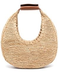 STAUD - Woven Raffia Bag With Leather Trim - Lyst
