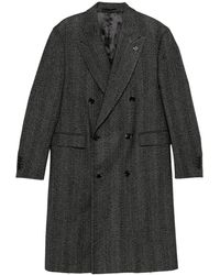 Lardini - Double-Breasted Herringbone Coat - Lyst