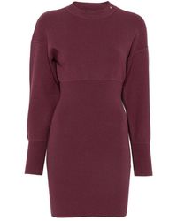 Anine Bing - Imane Ribbed-Knit Long-Sleeve Mini Dress - Lyst